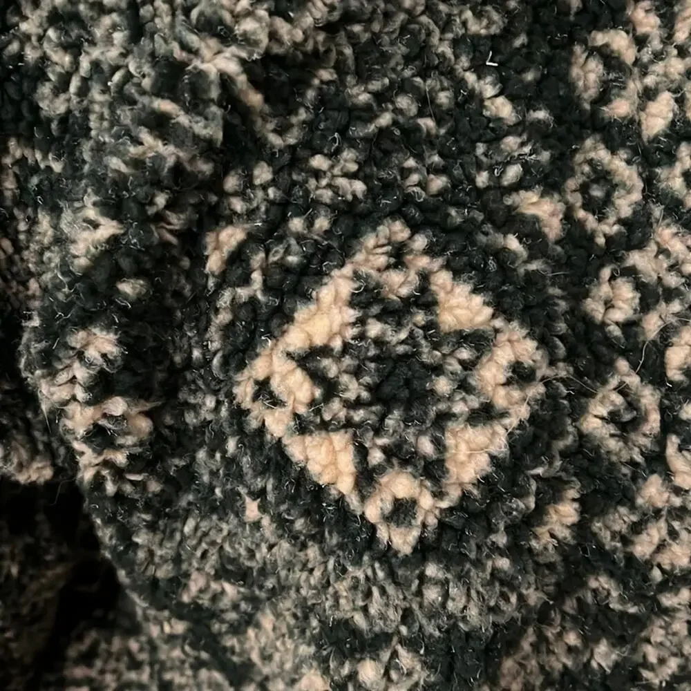 Vintage 90's Fleece Green Snowflake Arctic Sweater Jacket-Medium